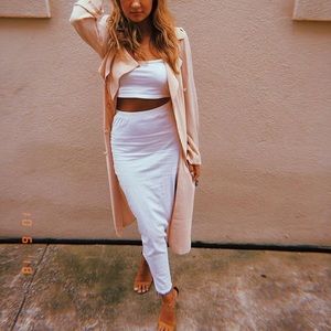 PLT white two piece (crop top/maxi skirt)